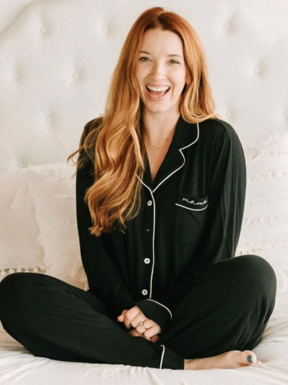 Sunflower Motherhood Long Mama Pajamas (New Mom Postpartum Mother's Day Gift)